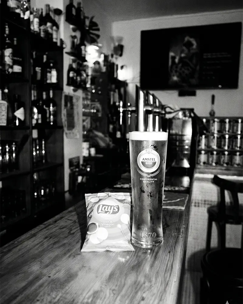 Crisps with a beer
